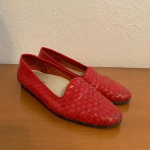 Trotters Red Woven Loafers